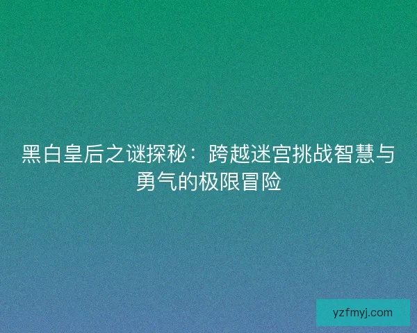 黑白皇后之谜探秘：跨越迷宫挑战智慧与勇气的极限冒险